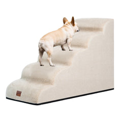 GoGoBunny Ramp Dog Stairs 22.6h beige cover enabling safe climb to high beds