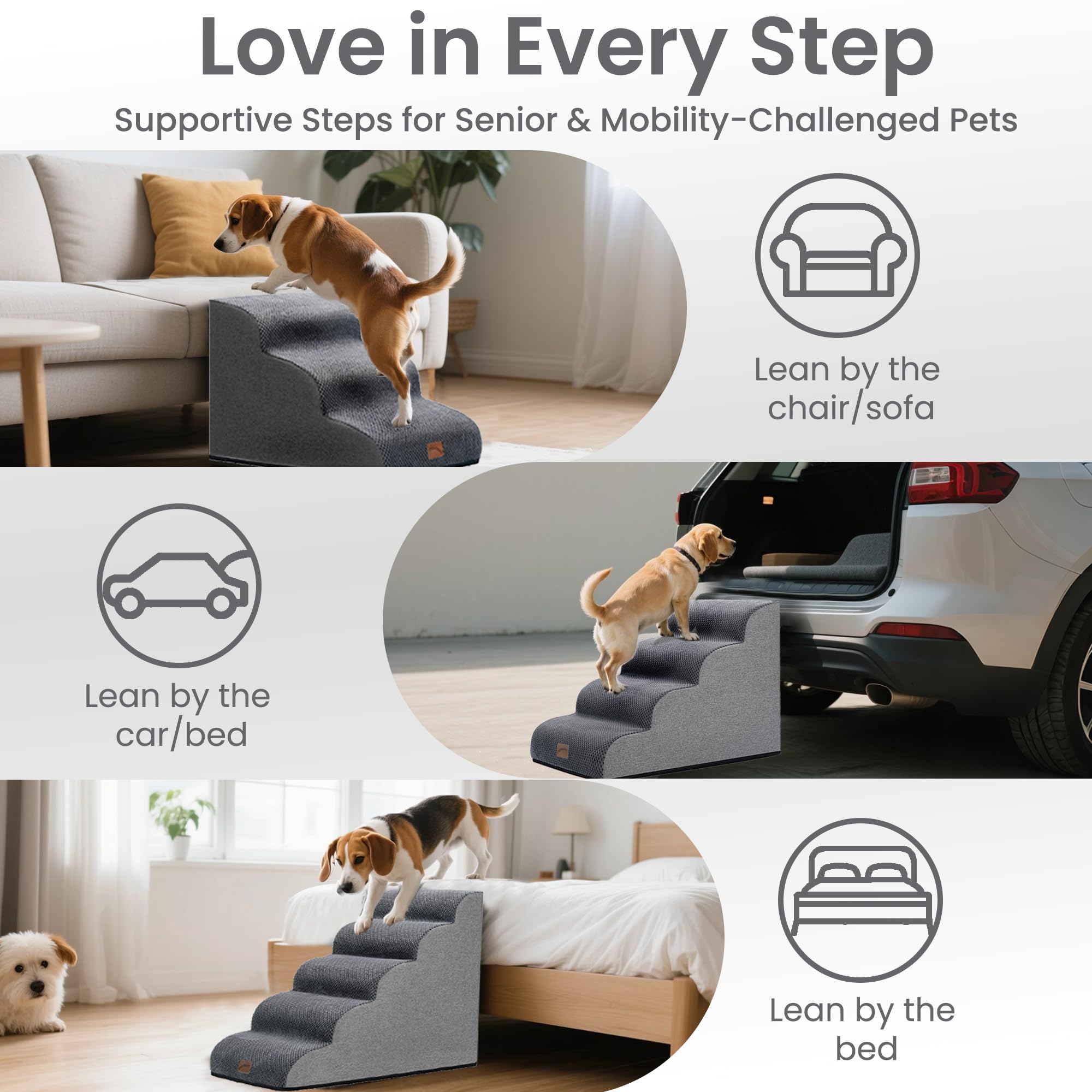 GoGoBunny Ramp Dog Stairs vacuum packaging for easy transport.