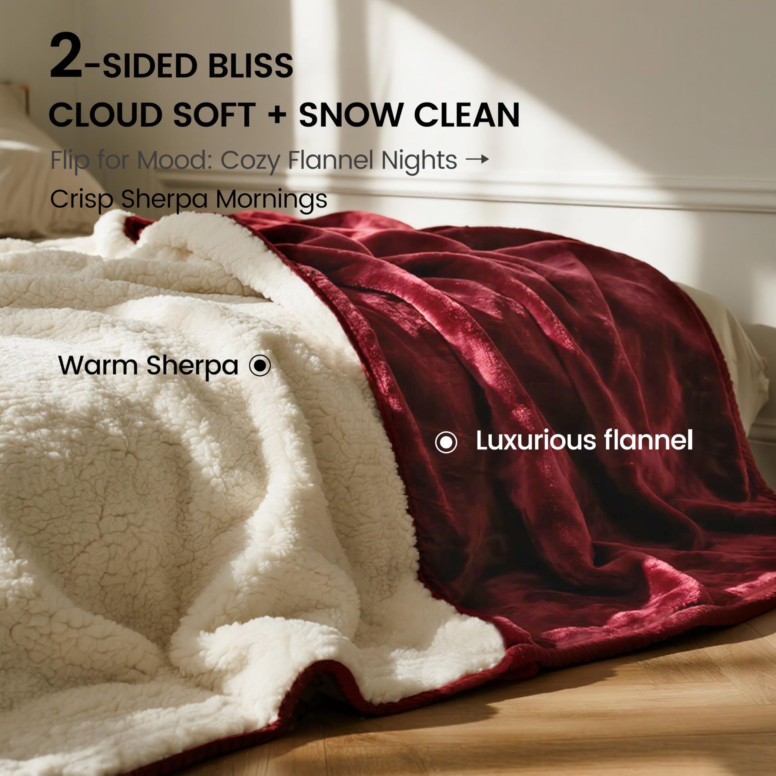 gogobunny reversible sherpa softness showcases dual-sided warmth for cozy cuddles