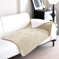 Gogobunny waterproof bed blanket cream 30x70 spread on bed for spill protection.