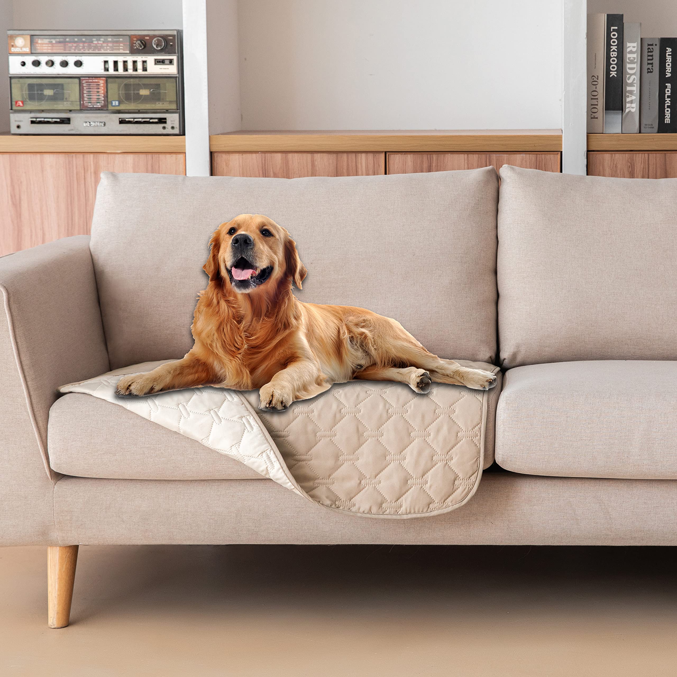 gogobunny waterproof dog bed cover 30x30 dual sides in dark beige shields furniture from spills