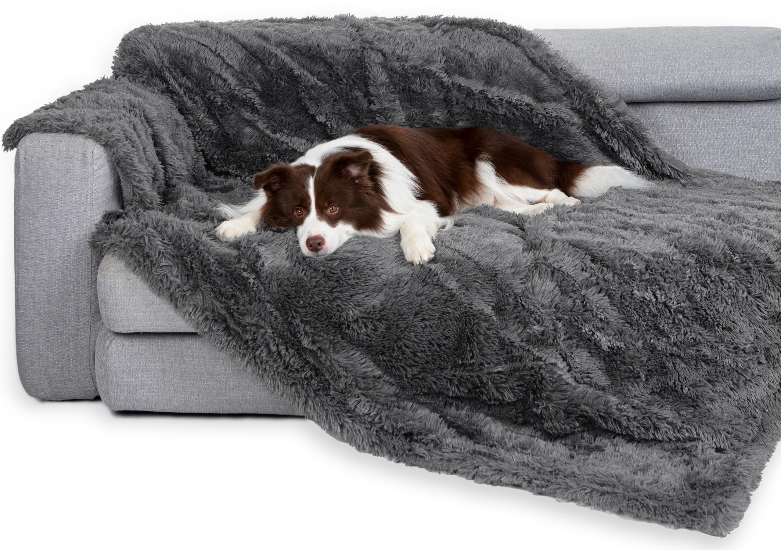 gogobunny waterproof dog blanket grey plush fur protects sofas from spills