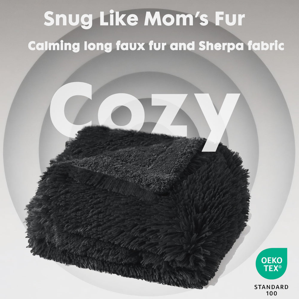 Gogobunny reversible faux fur blanket close-up highlights plush texture and warmth.