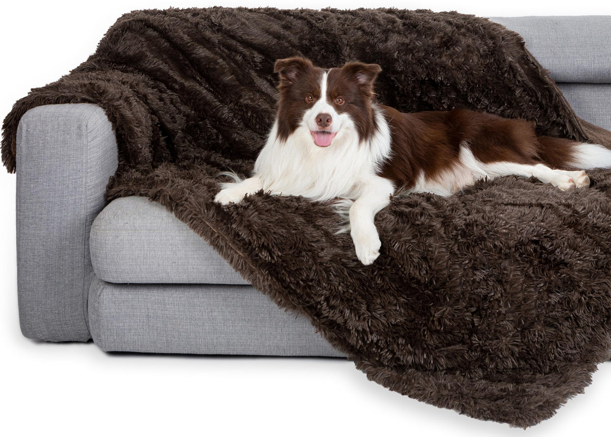 Gogobunny waterproof dog blanket protects sofa from spills and pet fur, keeping furniture pristine.