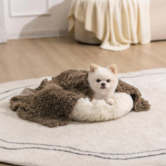 Gogobunny waterproof blanket in stone fabric protects furniture from spills and pet messes.