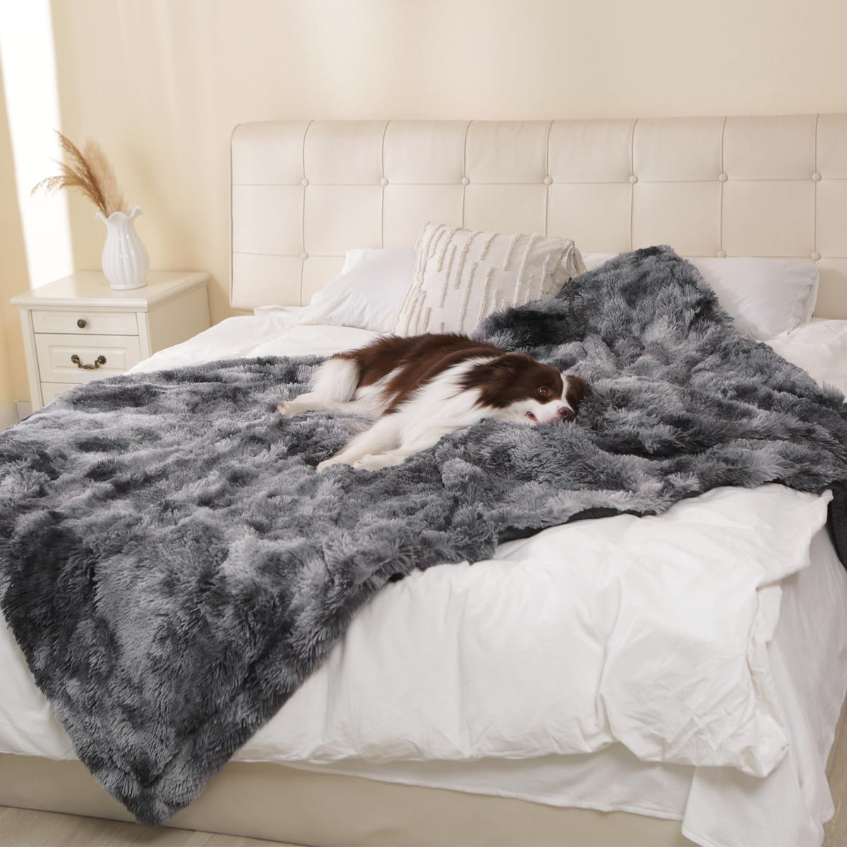 gogobunny waterproof dog blanket tie-dye grey folded for easy storage and protection
