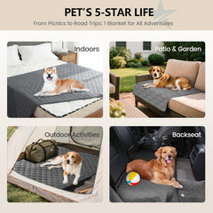 gogobunny waterproof pet blanket folded displays reversible dual-color design for easy styling.
