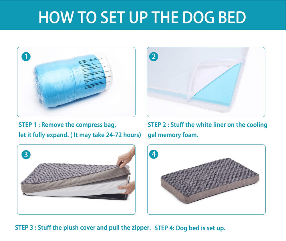 GOHOO PET orthopedic bed large size 35x22x3 fits roomy crates.