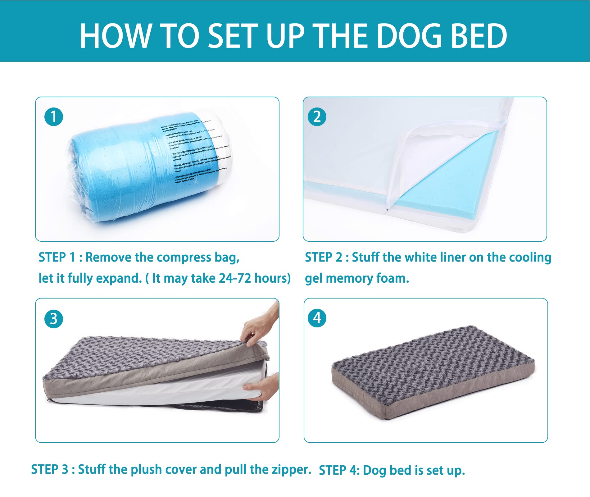 GOHOO PET vacuum packed bed unboxing showing quick setup