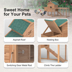 GOJOOASIS chicken coop nesting area and run for safe egg-laying and roomy play