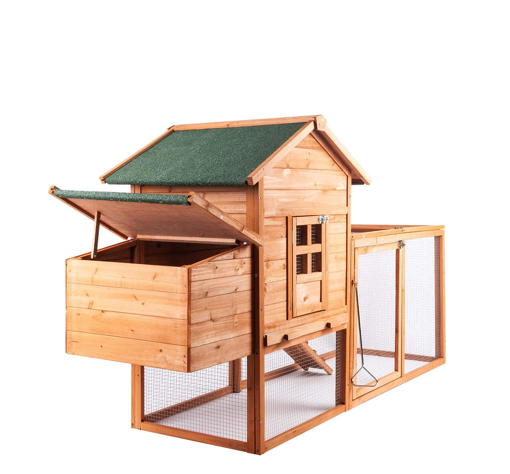 GOJOOASIS 80inch coop with removable tray simplifies cleaning routines