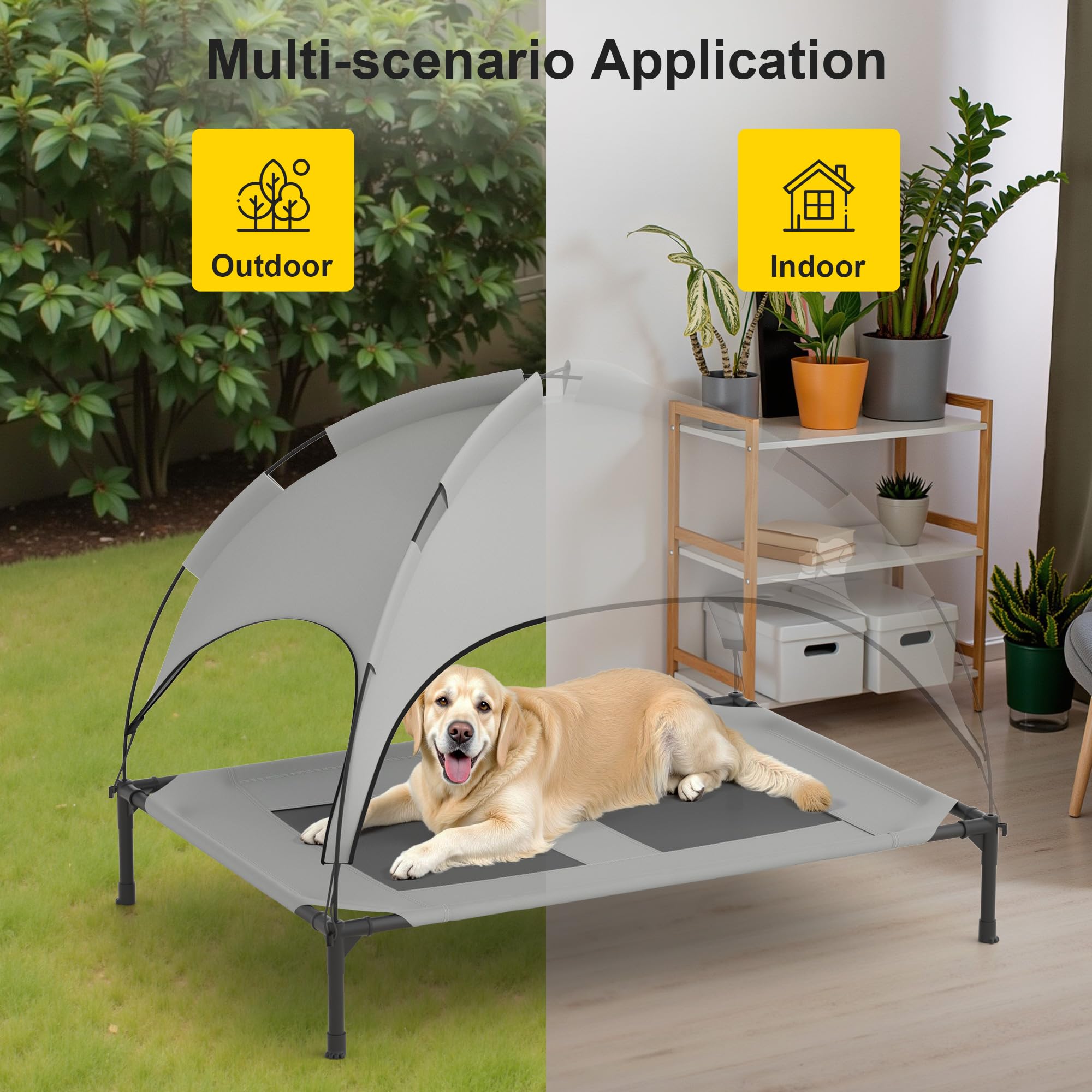 GOJOOASIS removable canopy shelter demonstrates easy outdoor camping use.