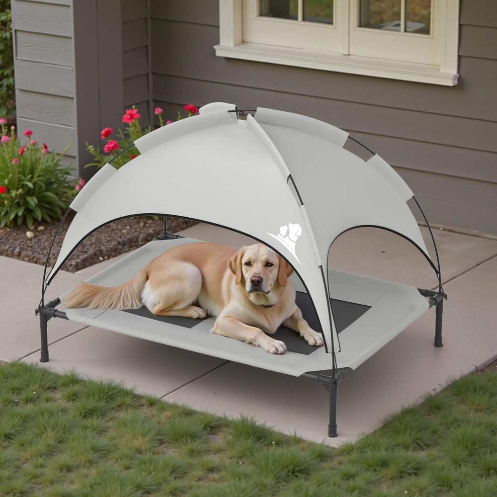 GOJOOASIS canopy blocks sun and light rain, creating a shaded, cozy shelter.