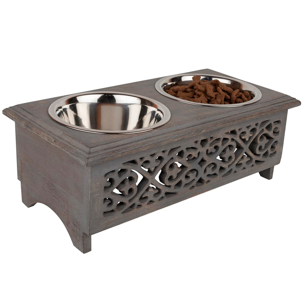 GoCraft elevated-feeder with stainless bowls helps keep feeding tidy and easy to clean.