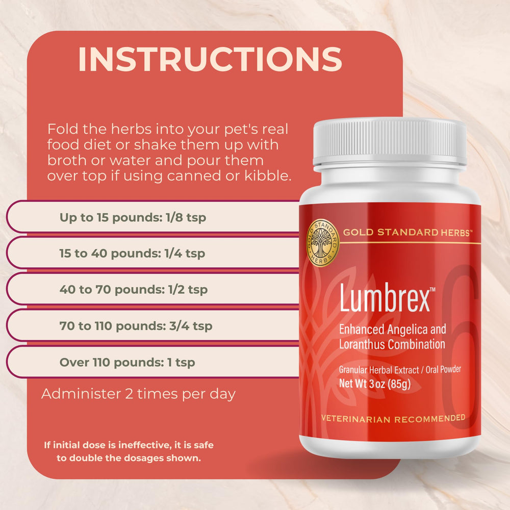 Gold Standard Herbs Lumbrex packaging closeup highlighting all-natural herbal extract.