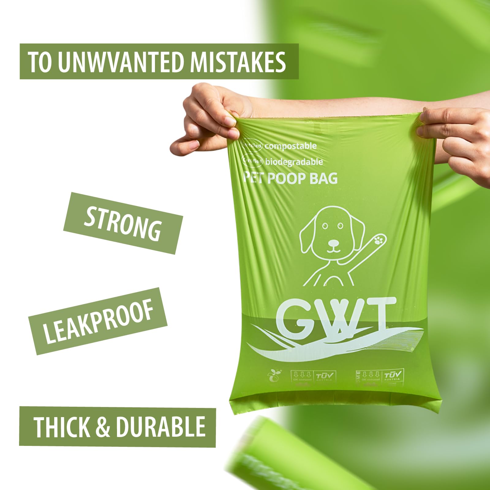 Gold Water Trading compostable bags certified ASTM D6400 for home use.