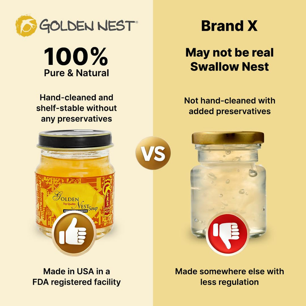 Golden Nest Premium Bird Nest Soup ingredients-clean-label highlights no preservatives.