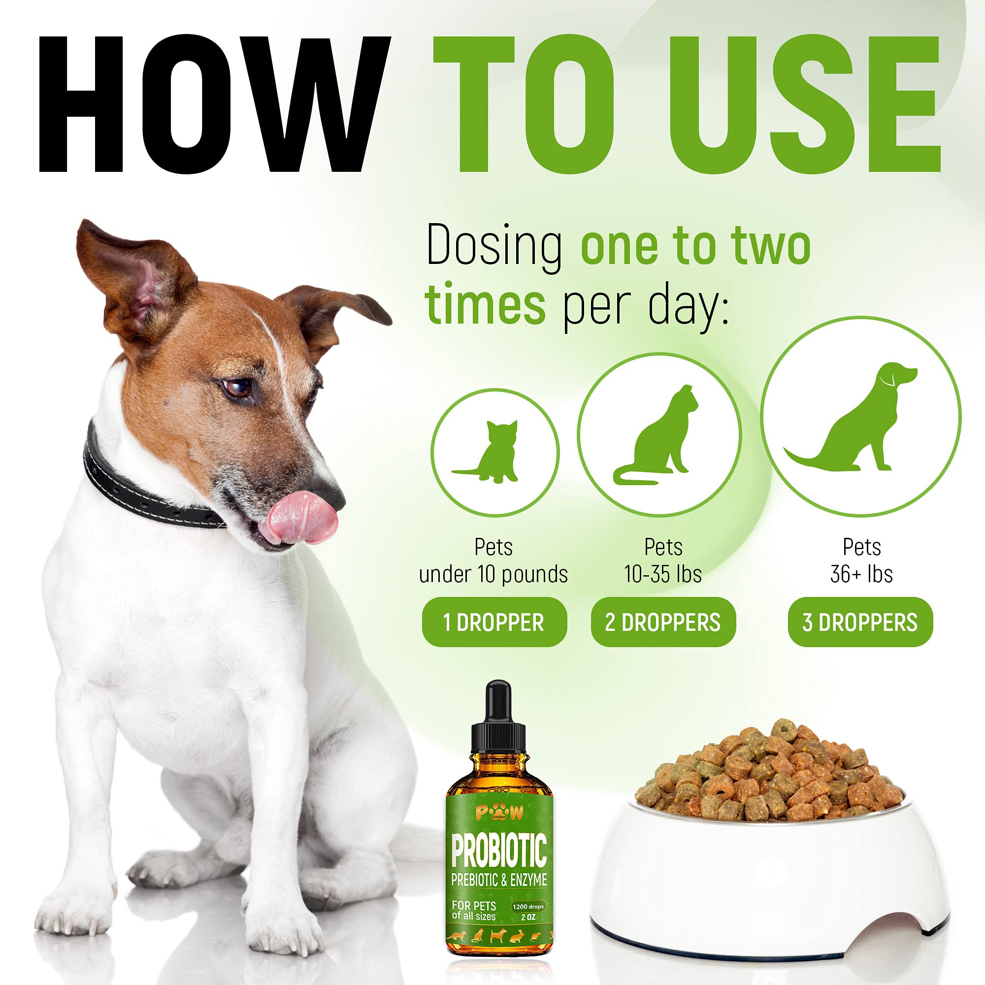 Golden Paw herbal flavor liquid probiotics adds palatability during daily dosing.