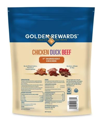 Golden Rewards ingredients-label closeup shows no artificial colors.