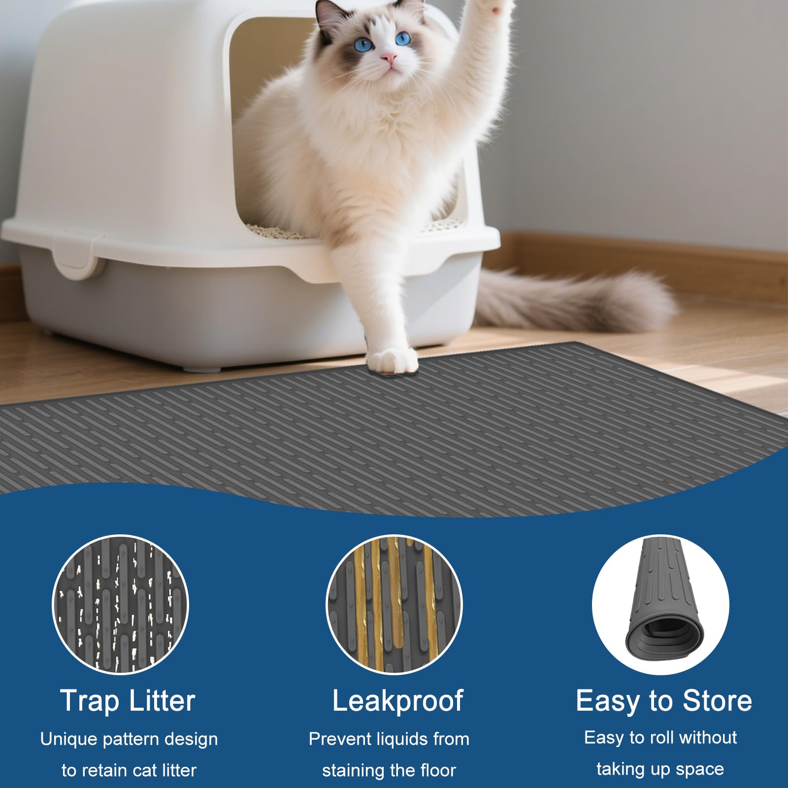 Goldleaf easy-clean cat litter mat—wipe or rinse away litter quickly