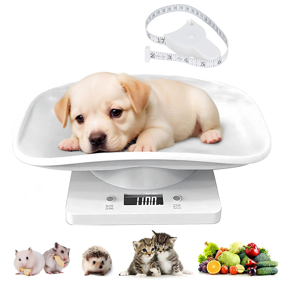 Goldmeet digital pet scale with tape measure helps track growth at home with precision.