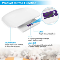 Goldmeet small animal scale up to 33 pounds for kittens, hamsters, and more.