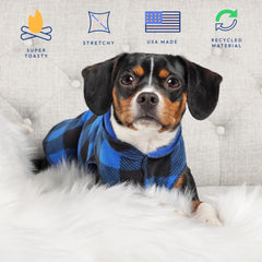 Gold Paw Duluth fleece coat stretch demonstrates easy on/off and comfy movement