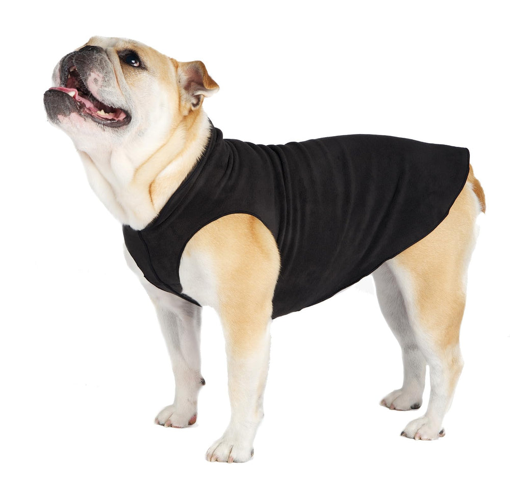 Gold Paw Stretchy Fleece Jacket front view keeps small dogs warm during winter walks