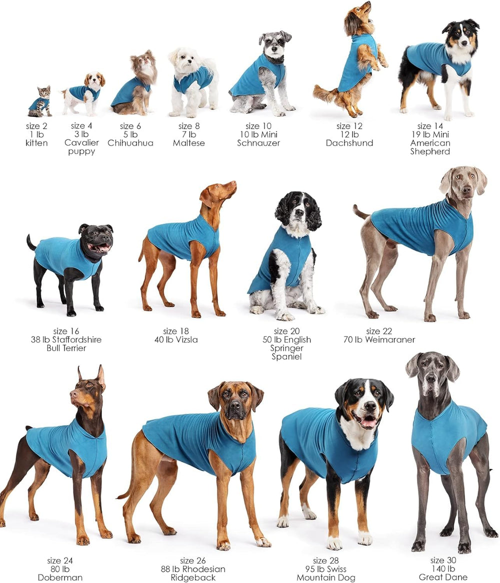 Gold Paw stretchy fleece jacket for small dogs, side view, easy slip-on design for chilly strolls.