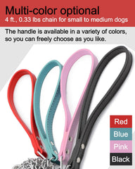 Goliton dog leash PU leather handle reduces mouth contact