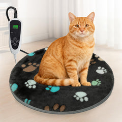 GOLOPET cat heating pad round 16in top view for cozy warmth.
