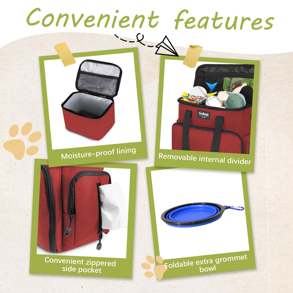 Goloni durable Oxford fabric highlights leak-resistant construction.