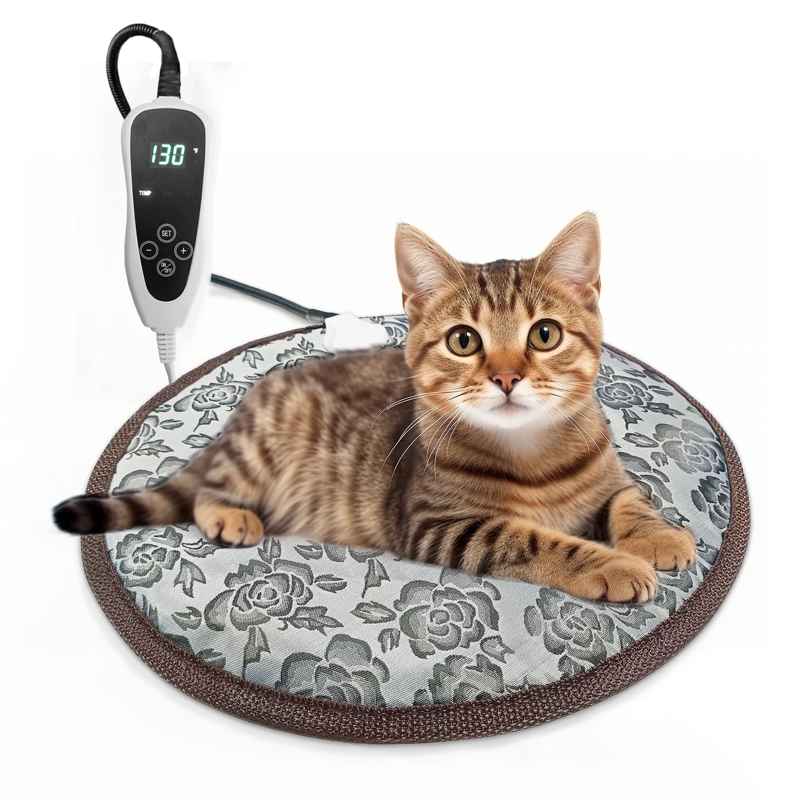 GOLOPET cat heating pad round top view for soothing warmth during naps