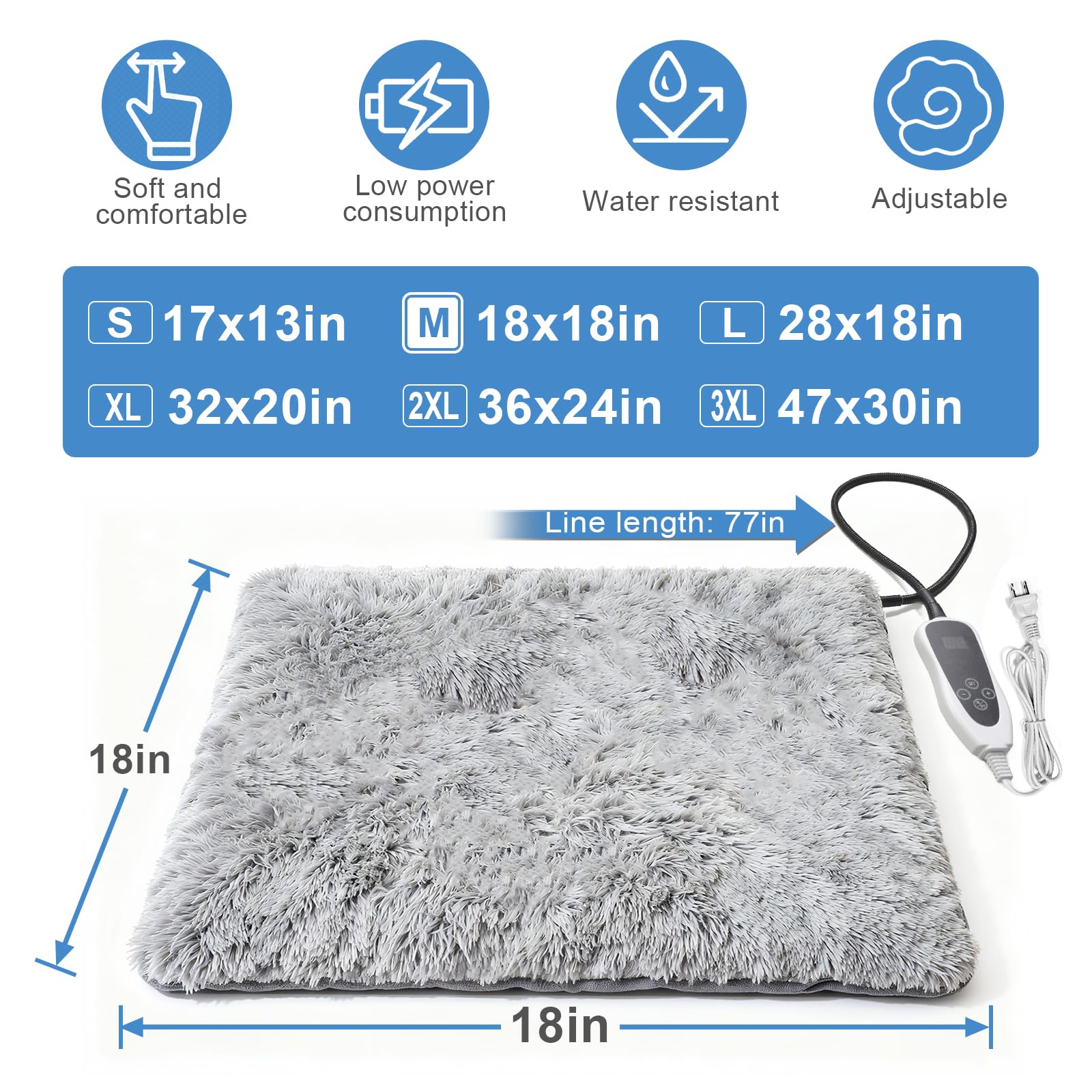 GOLOPET cat heating pad thermostat switch visible for adjustable heat control