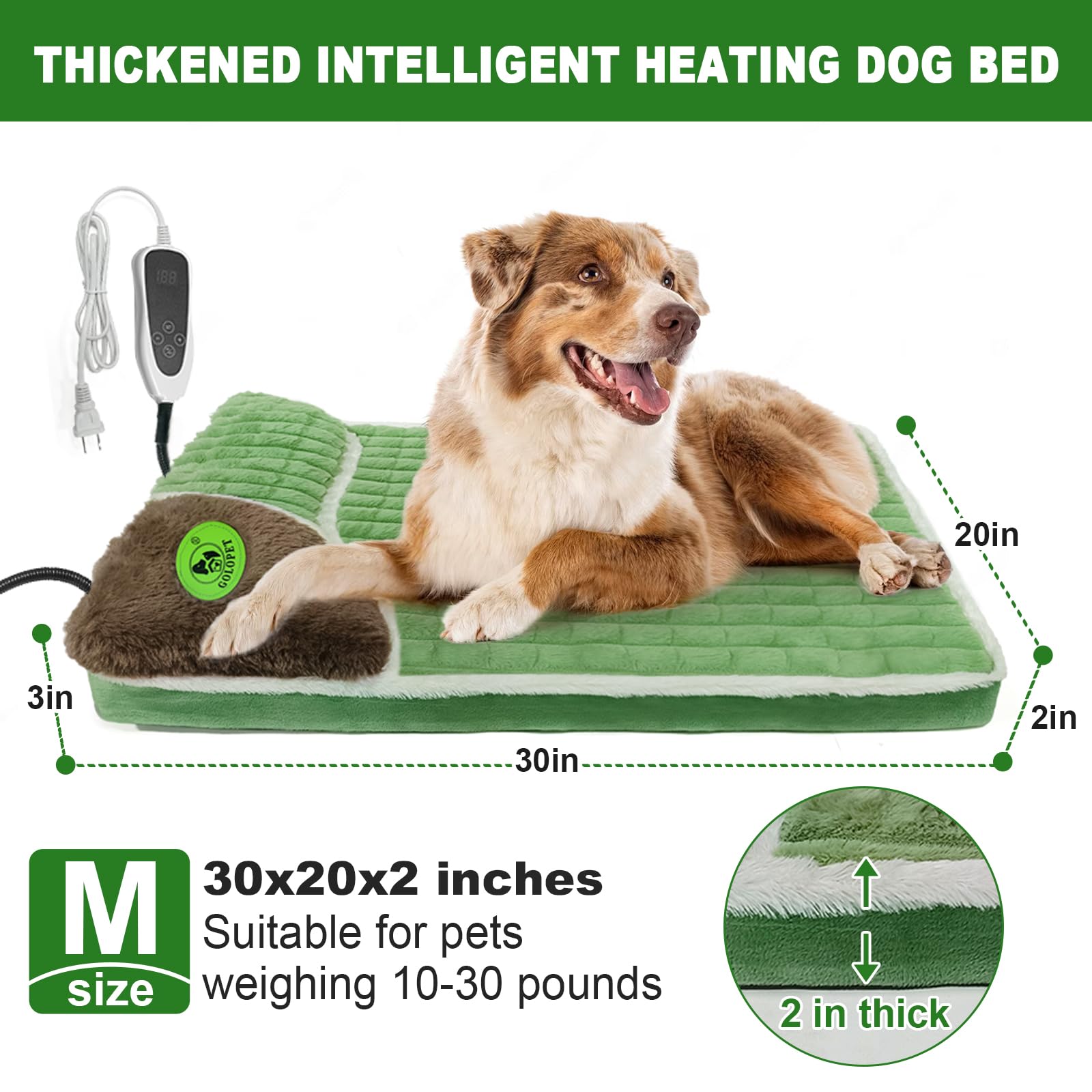 GOLOPET bed features contoured edges for head and neck support.