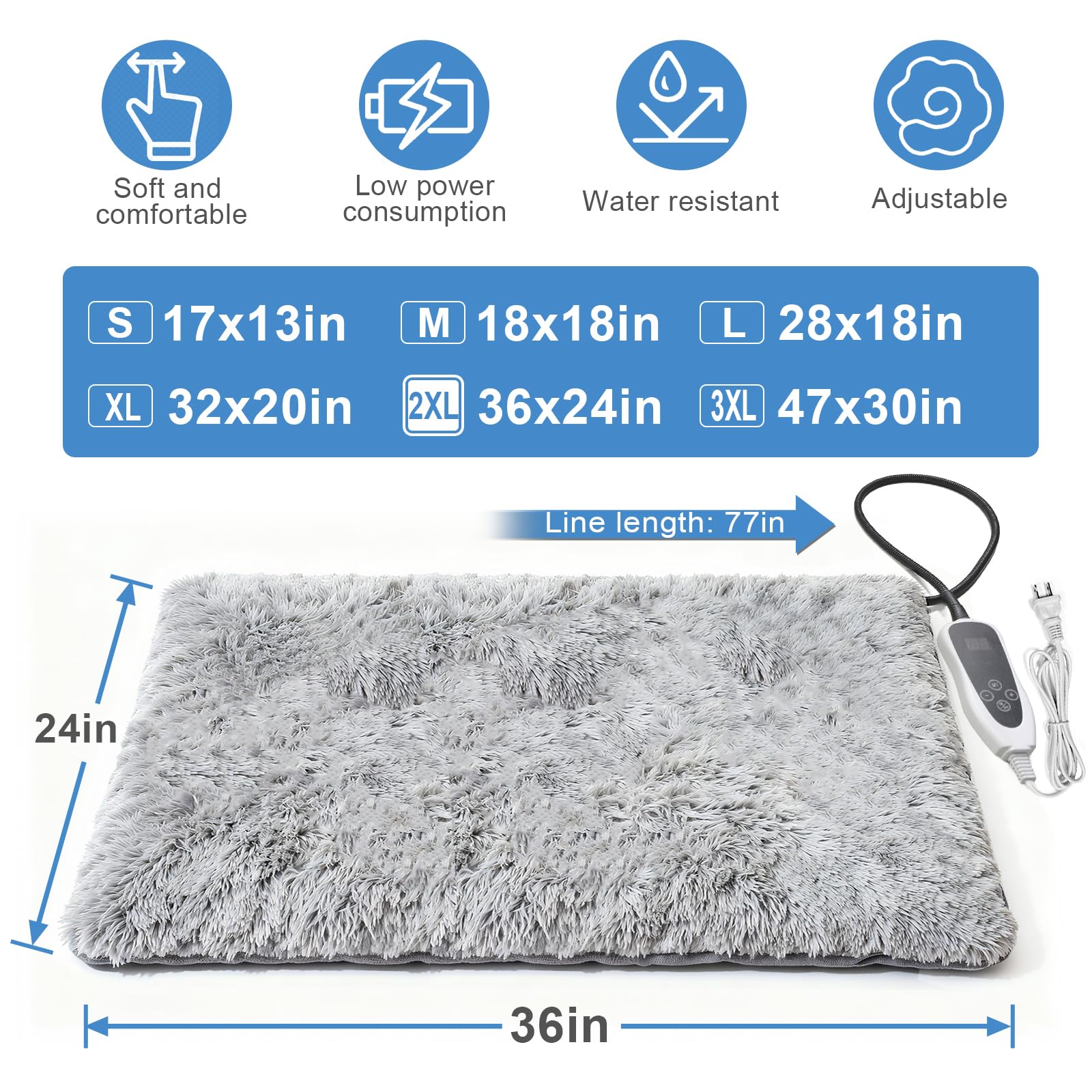 GOLOPET large dog heating pad with smart thermostat switch enables customizable warmth for comfort