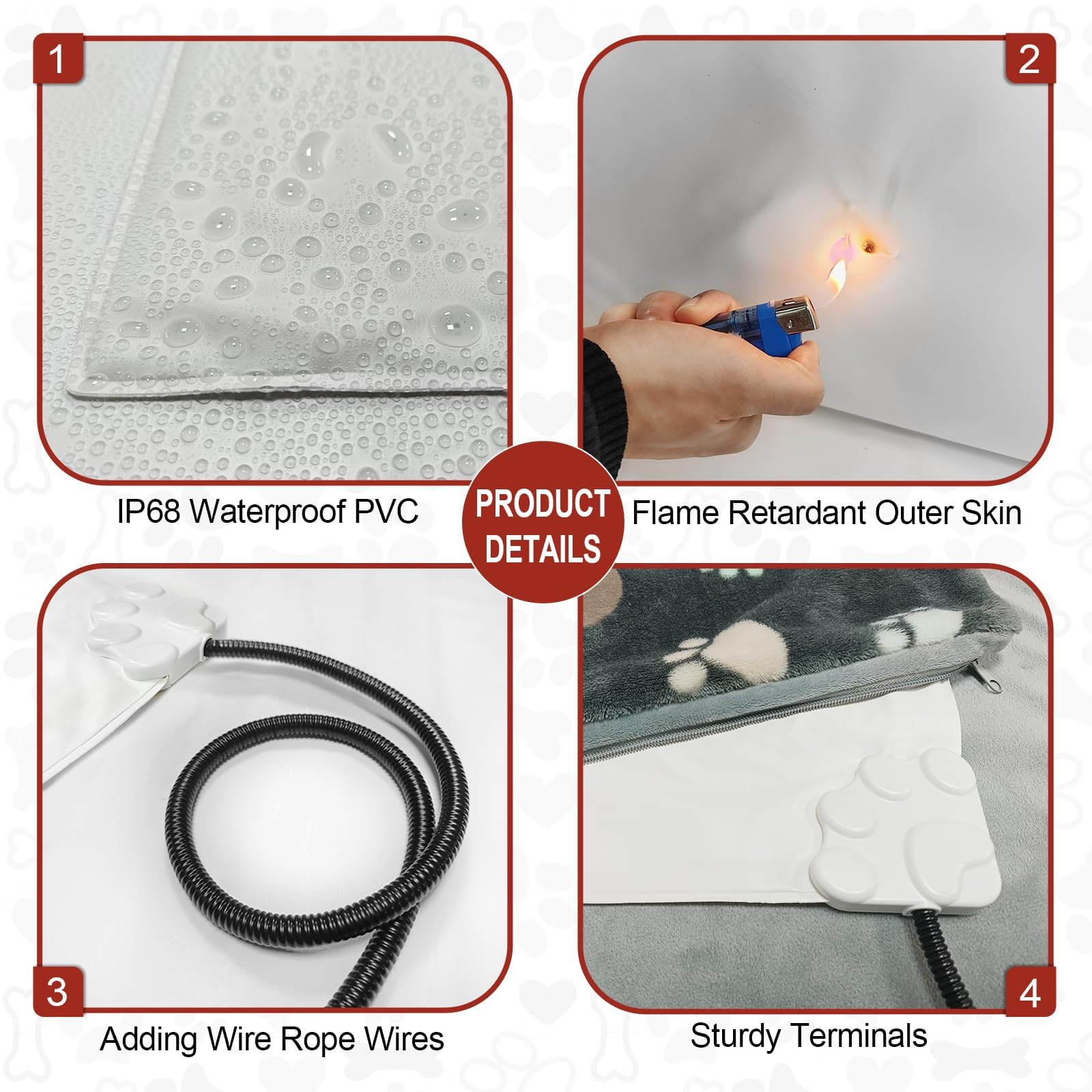 GOLOPET waterproof heating pad keeps paws dry and warm.