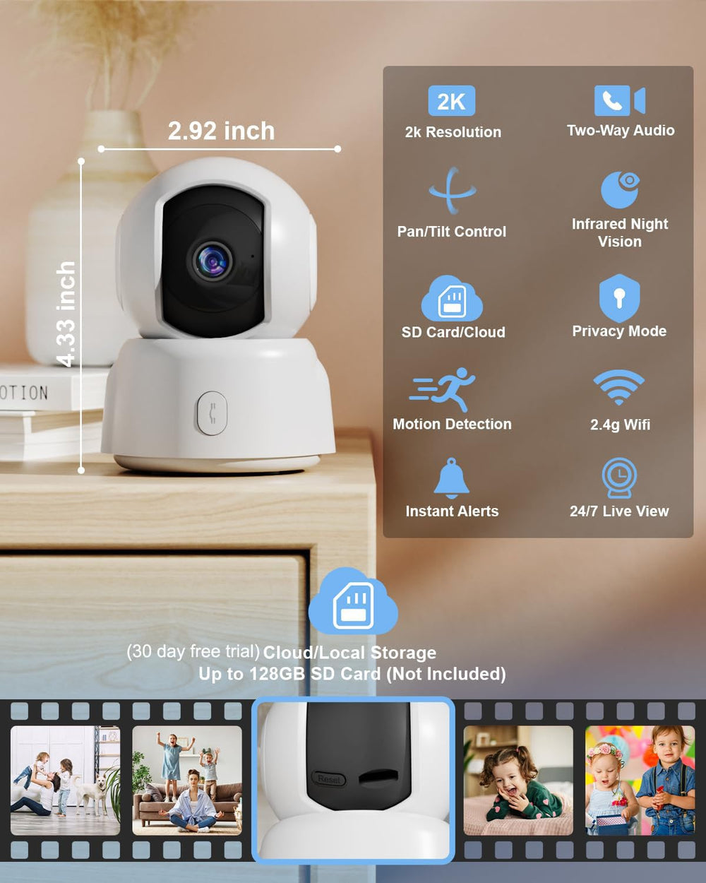 GOLSPARK 2-way audio enables real-time home conversations.