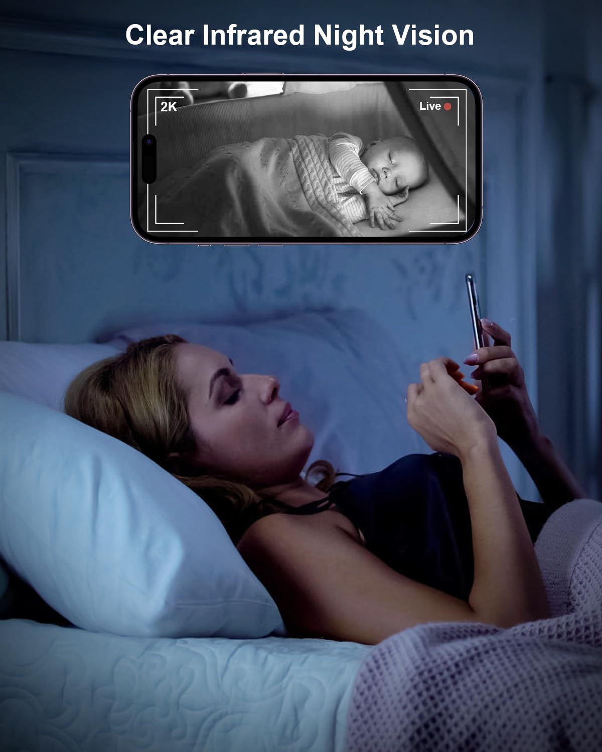 GOLSPARK night vision image for clear baby monitor in low light.