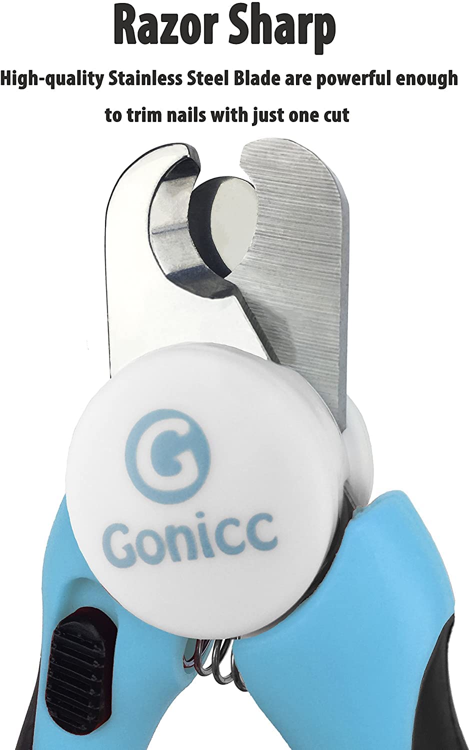 Gonicc nail clippers razor-sharp blade close-up for clean cuts