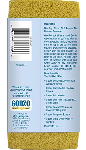 Gonzo Pet Hair Remover 2-Pack in car interior removes pet hair from seats