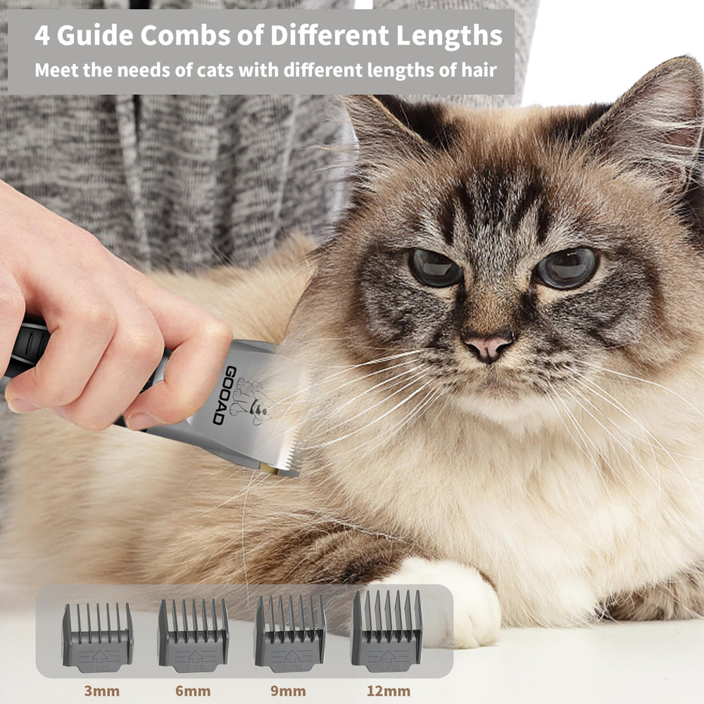 Gooad cat clippers paw-face-trim illustrates precise trimming around paws and face.