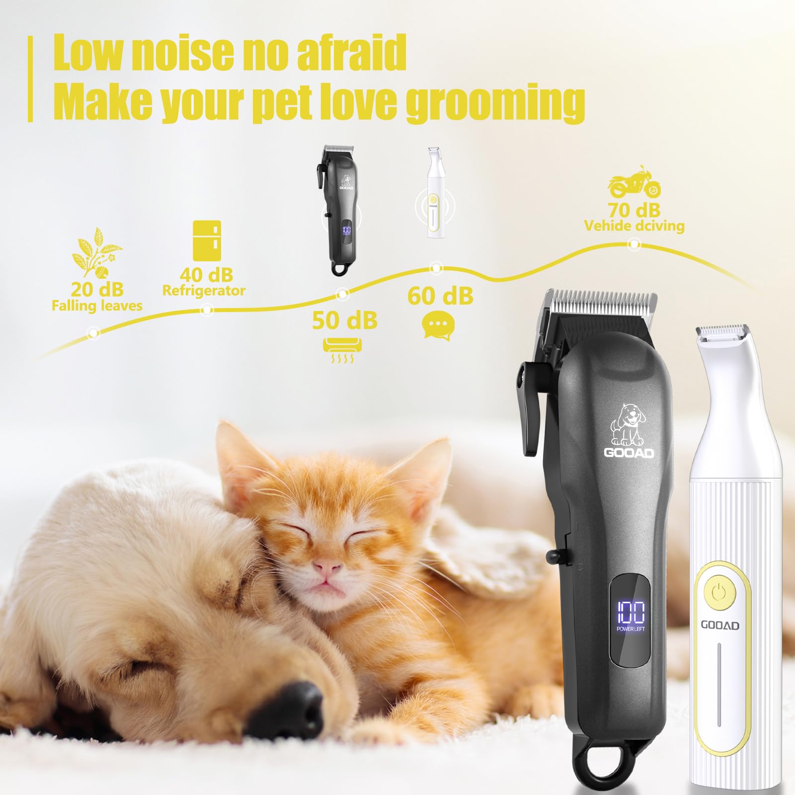 Gooad clipper battery 2000mAh enables long cordless grooming sessions.