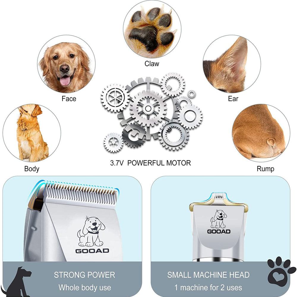 Gooad dog clippers 2200mAh battery for long grooming sessions