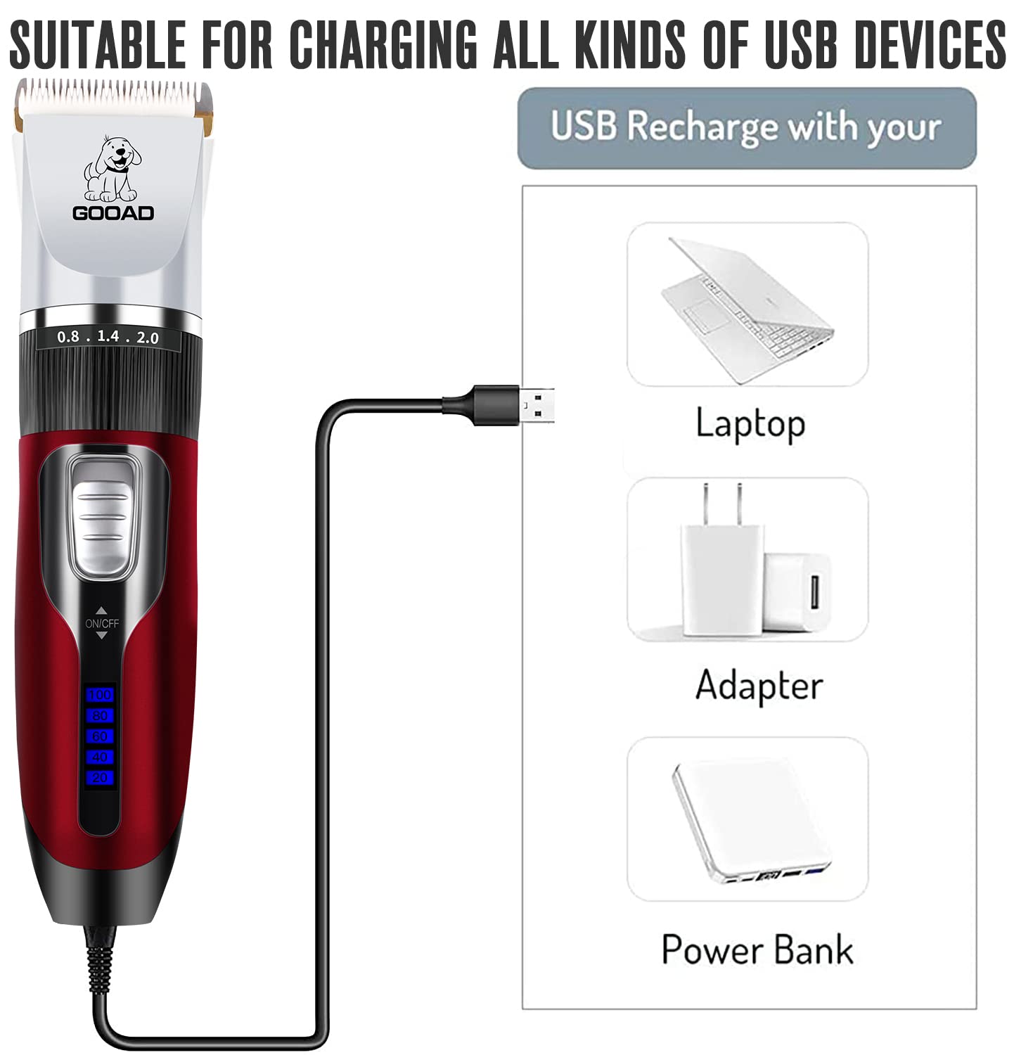 Gooad dog clippers detachable blades for easy cleaning