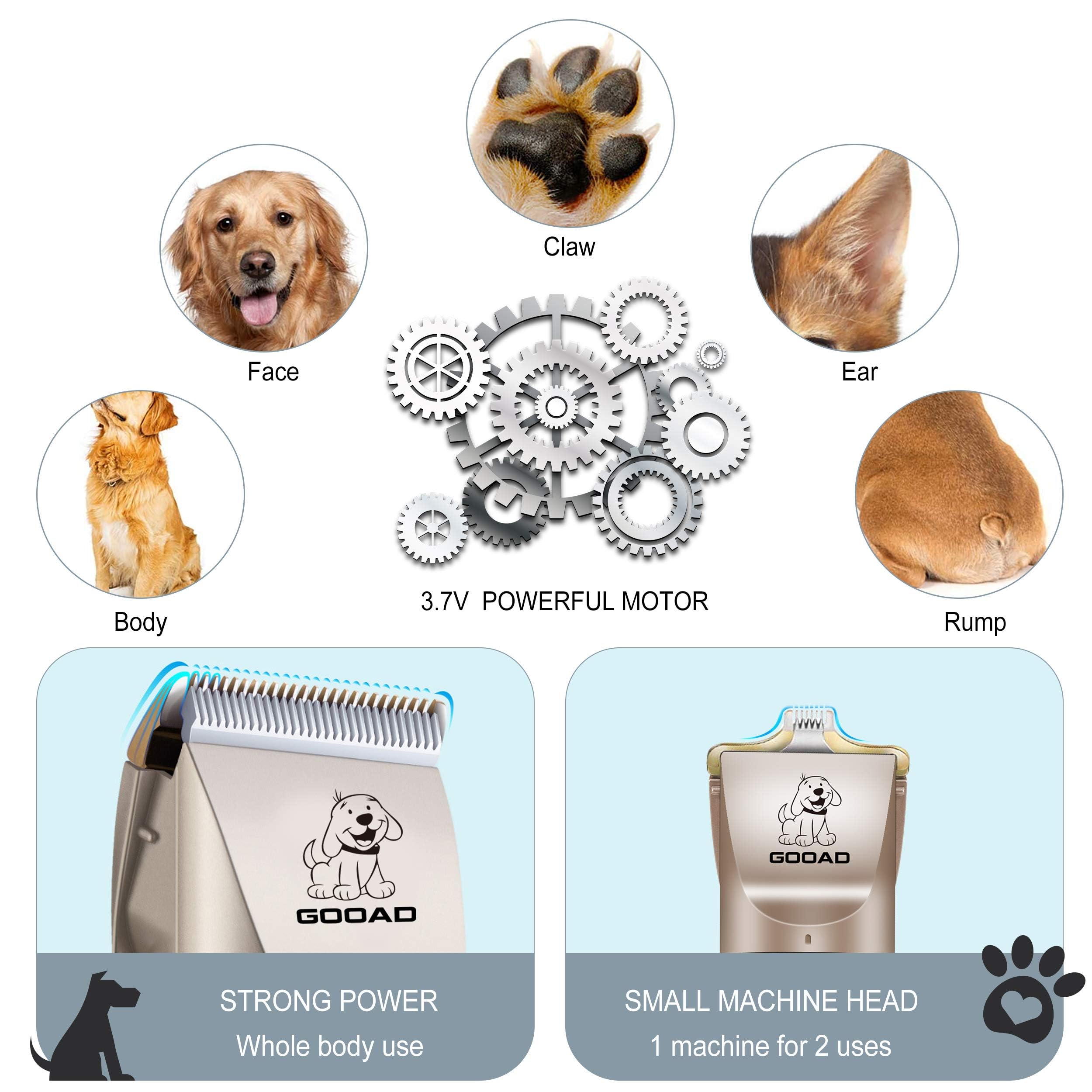 Gooad dog clippers detachable blades enable easy cleaning and swaps