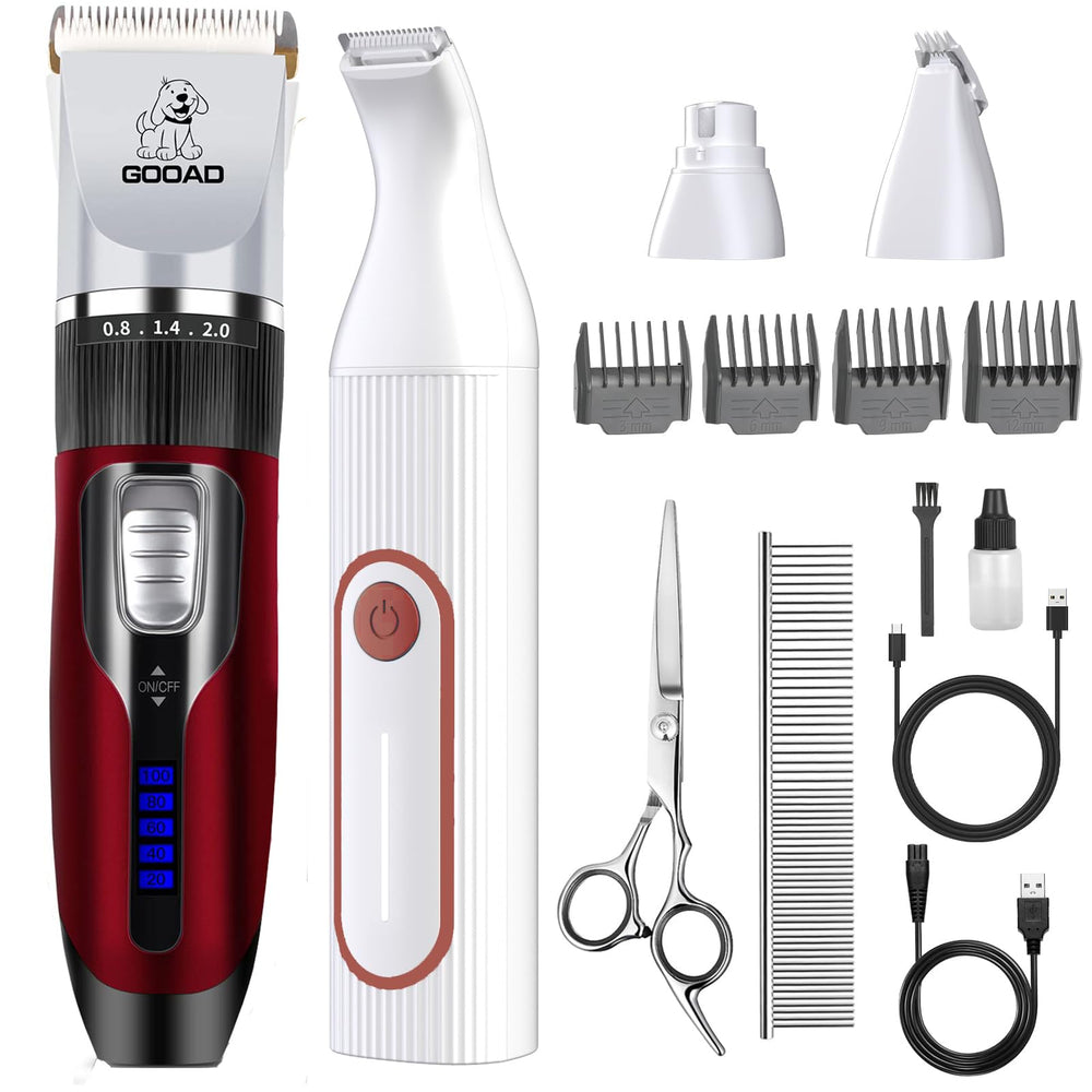 Gooad dog clippers kit front-angle view for easy at-home grooming.
