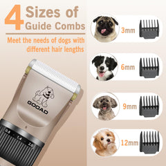 Gooad dog clippers LCD display confirms battery life during grooming sessions.