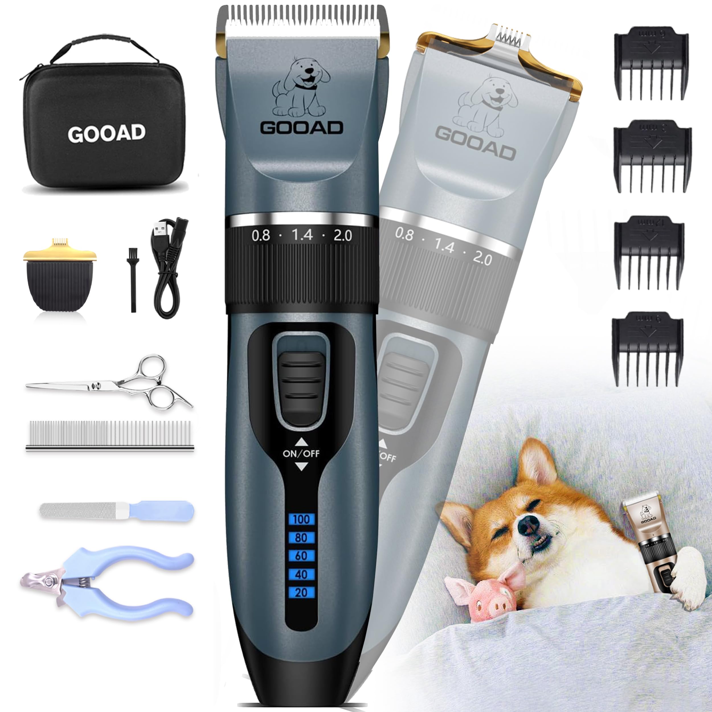 Gooad dog clippers main unit in blue, cordless design for grooming at home