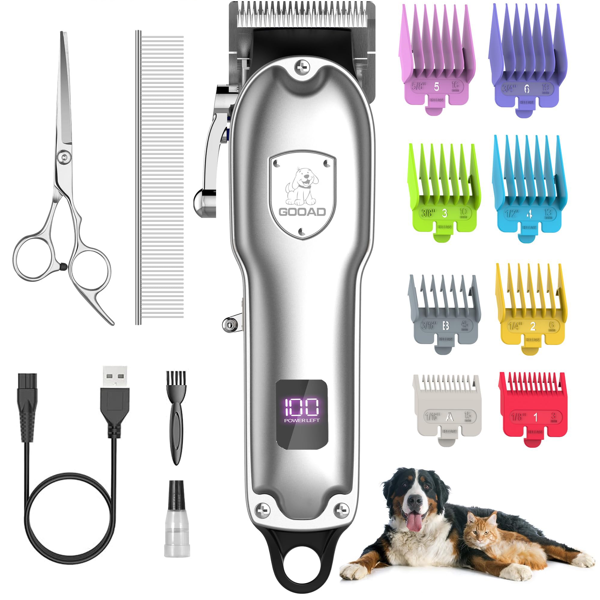 Gooad dog clippers quiet performance shows low-noise operation for calmer grooming.